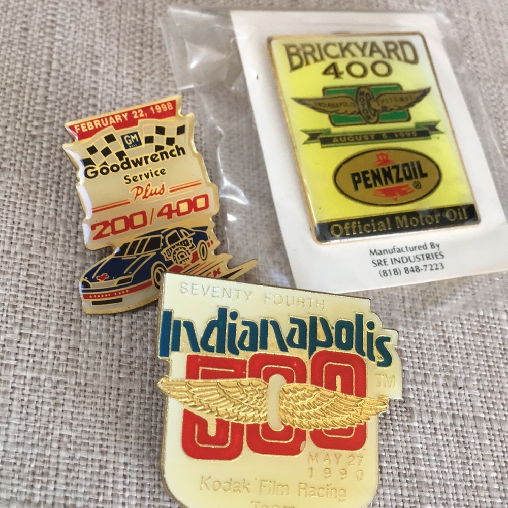 Set of three racing pins